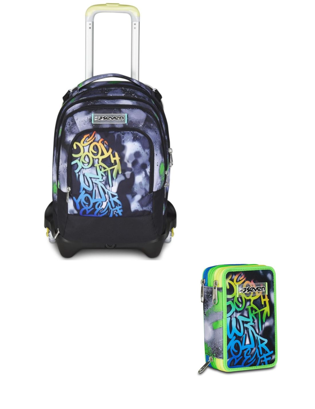 School Pack Trolley Detach Più Astuccio Completo 3 Zip Sprint Paint Boy
