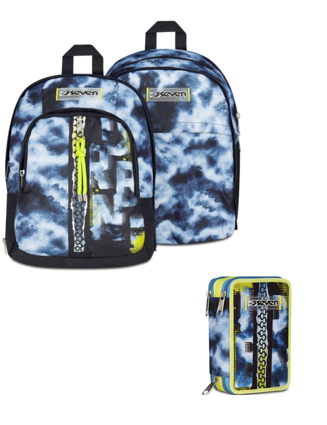 School Pack Zaino Dual Detach Più Astuccio Completo 3 Zip Shady Dye Boy