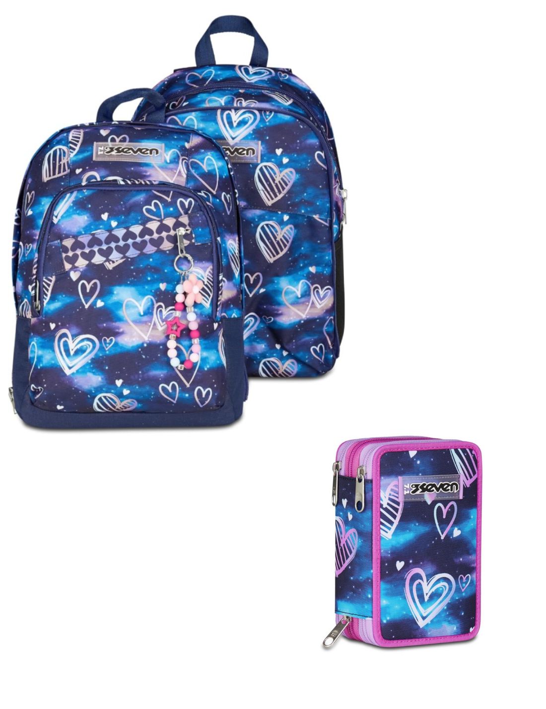 School Pack Zaino Dual Detach Più Astuccio Completo 3 Zip Gloomy Heart