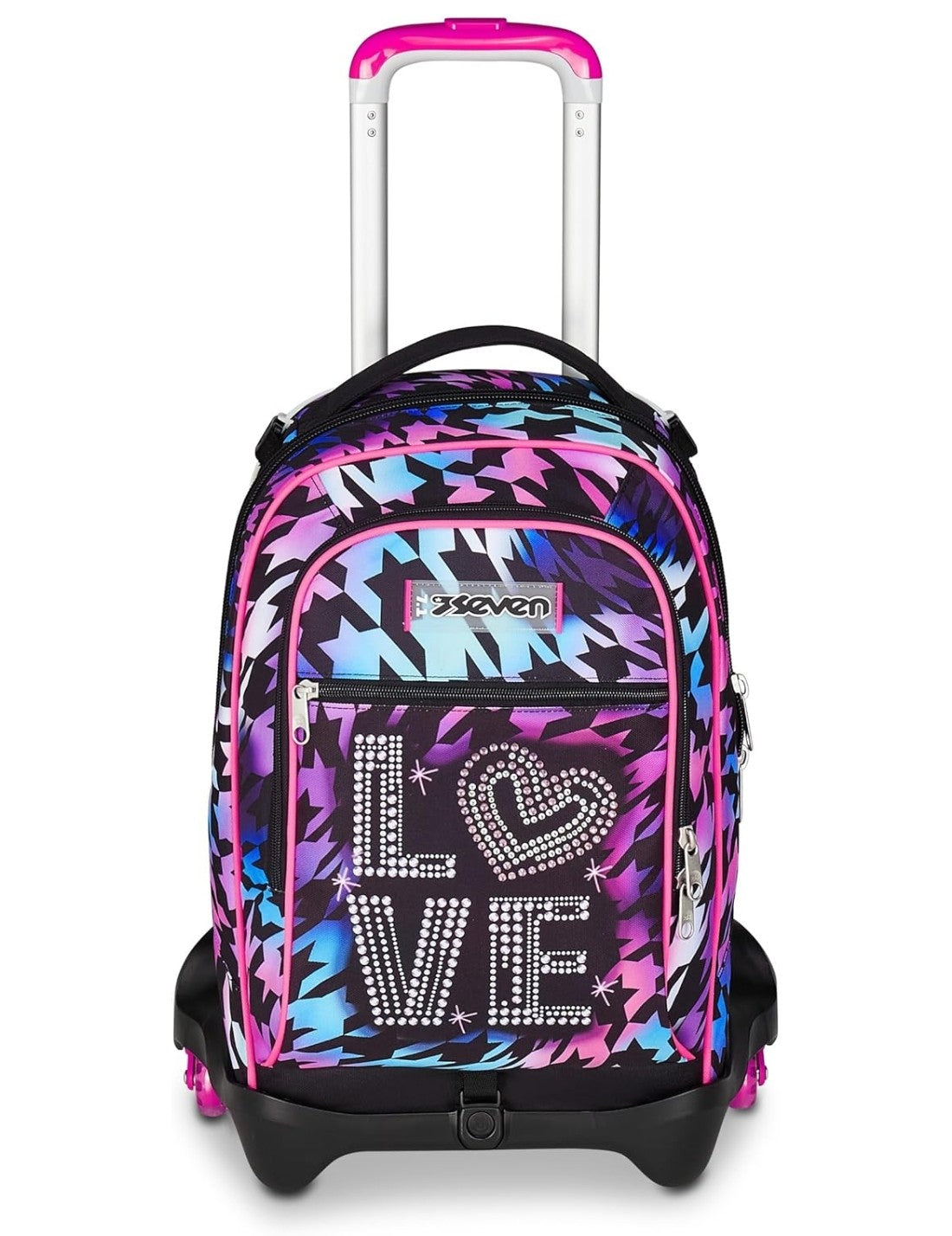 School Pack Trolley Più Astuccio Completo 3 Zip Glow Love