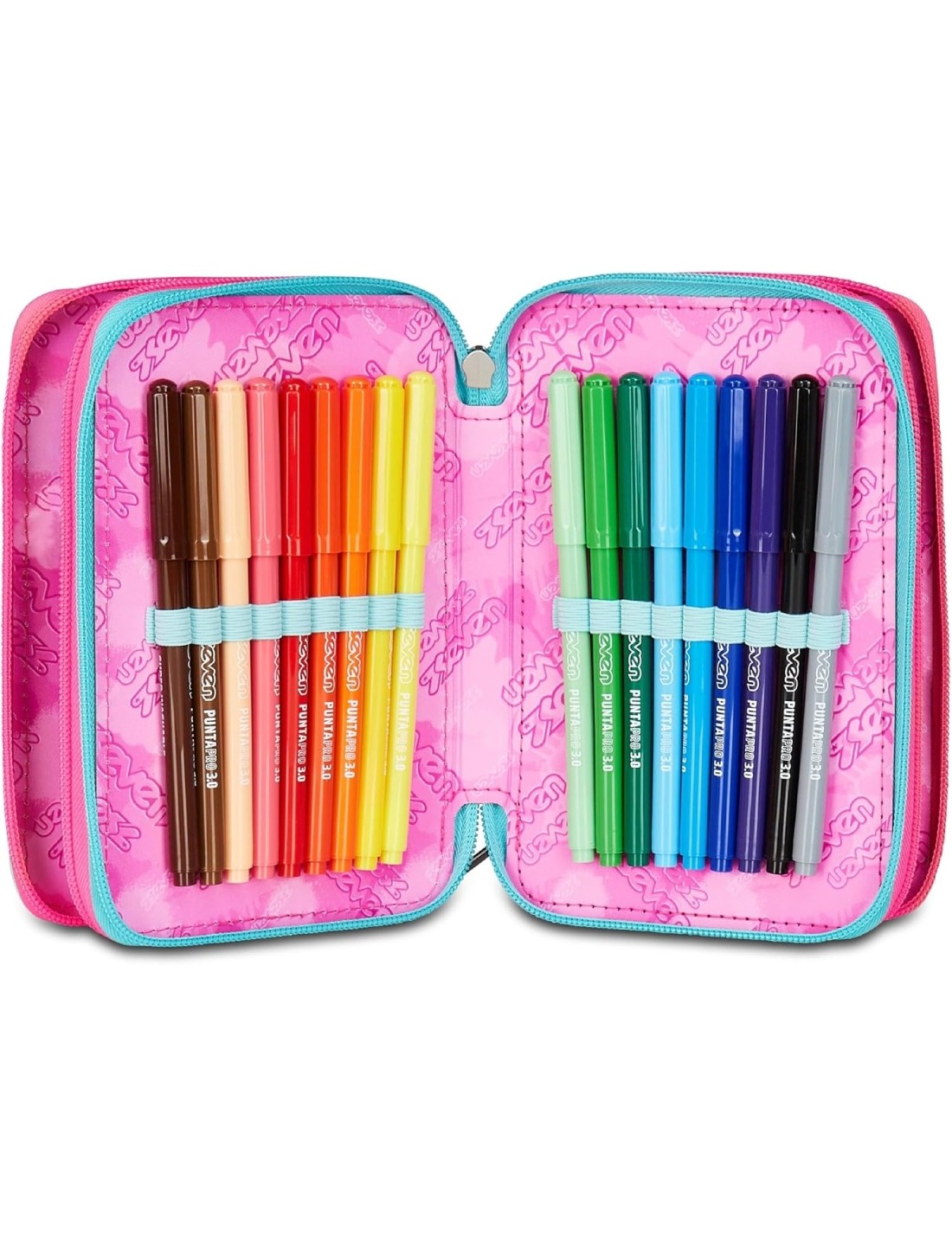 School Pack Trolley Più Astuccio Completo 3 Zip Glow Love