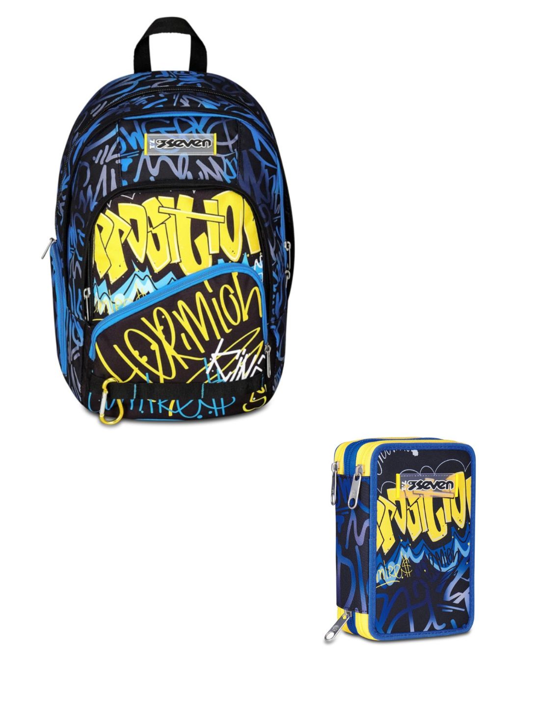 School Pack Zaino Dual Più Astuccio Completo 3 Zip Hidden Spot Boy
