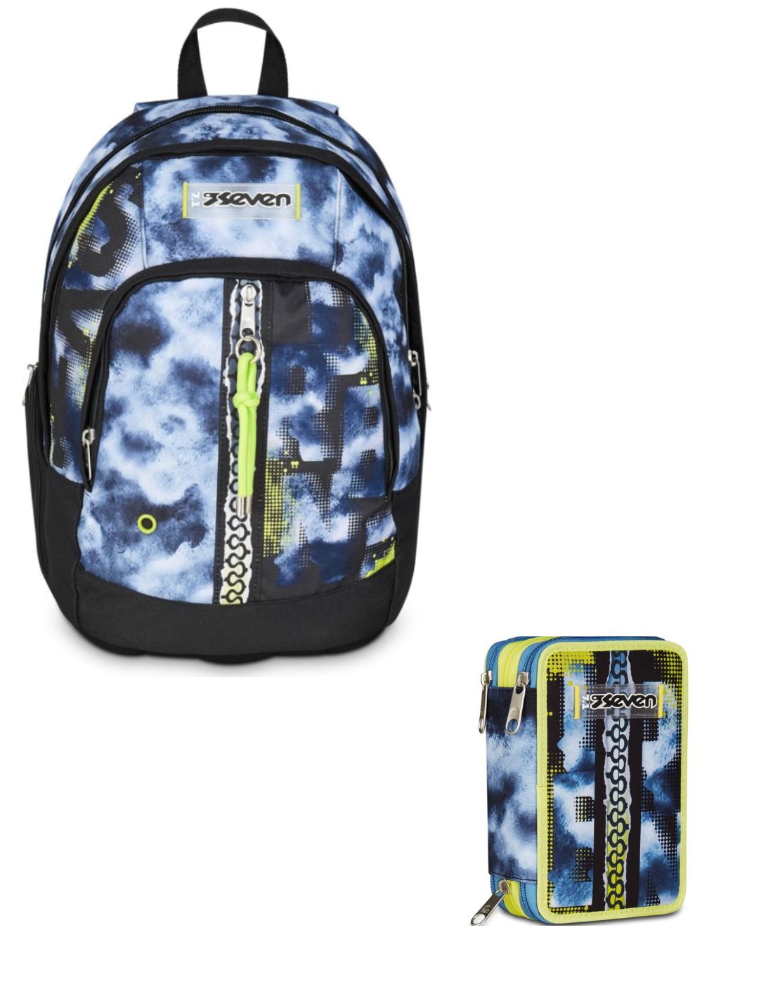 School Pack Zaino Dual Più Astuccio Completo 3 Zip Shady Dye Boy