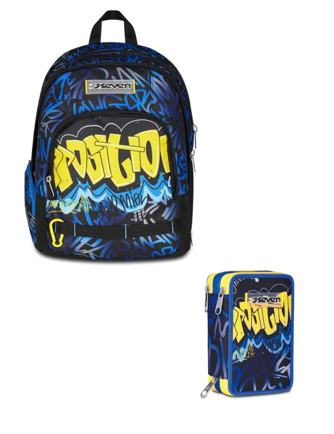School Pack Zaino Dual Detach Più Astuccio Completo 3 Zip Hidden Spot Boy