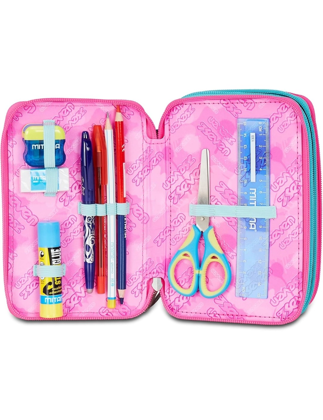 School Pack Zaino Dual Più Astuccio Completo 3 Zip Glow Love