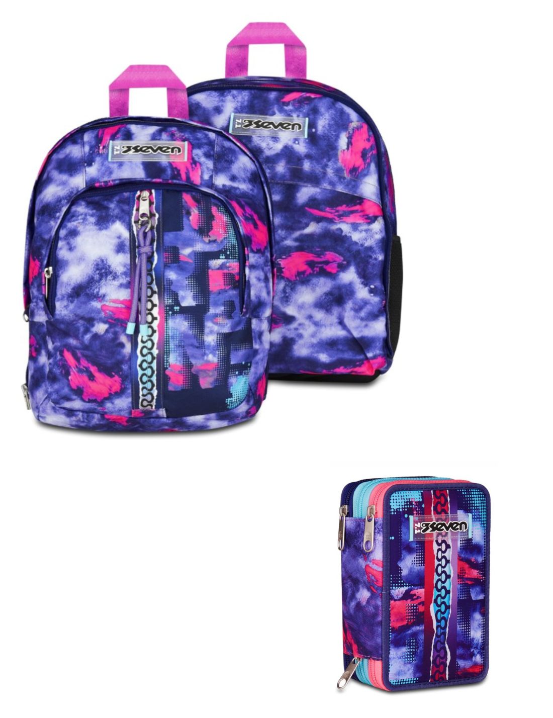 School Pack Zaino Dual Detach Più Astuccio Completo 3 Zip Shady Dye Girl