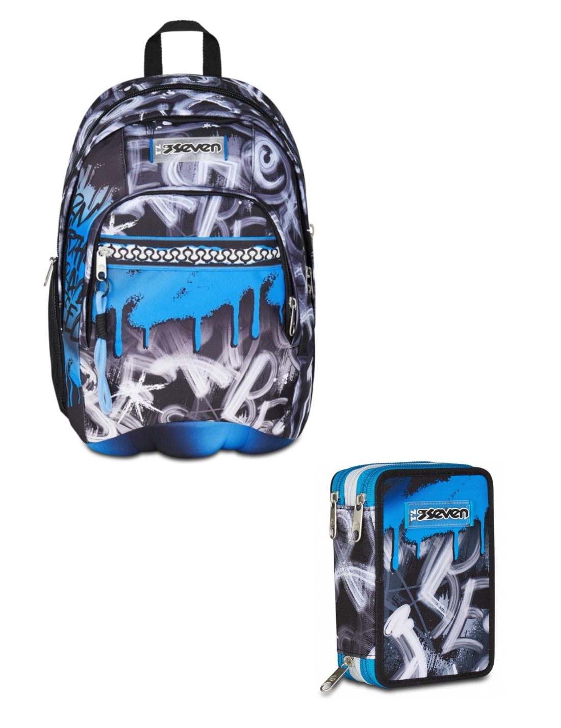 School Pack Zaino Dual Più Astuccio Completo 3 Zip Quick Graffiti Boy