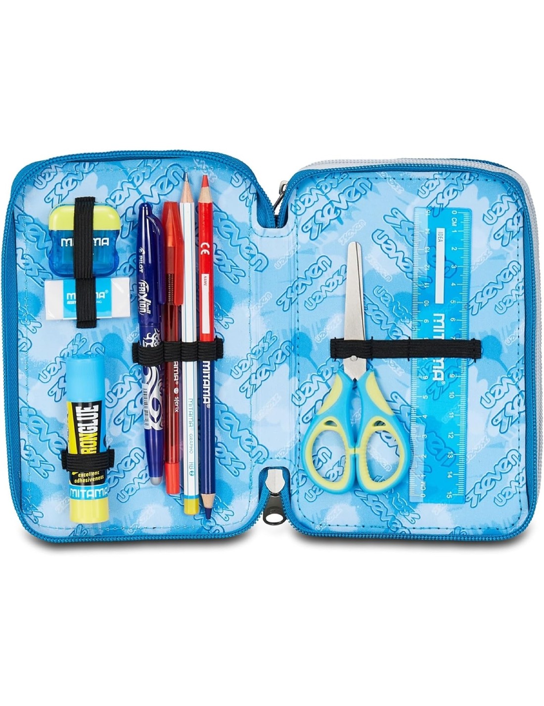 School Pack Trolley Detach Più Astuccio Completo 3 Zip Quick Graffiti Boy