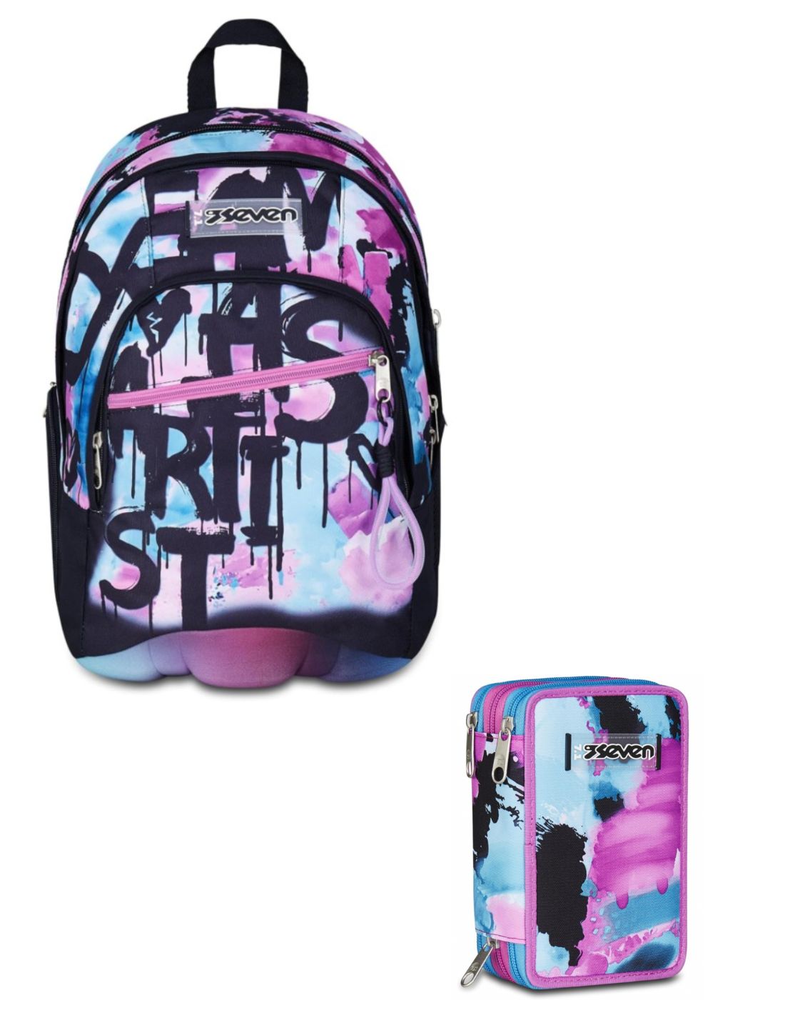 School Pack Zaino Dual Più Astuccio Completo 3 Zip Quick Graffiti Girl