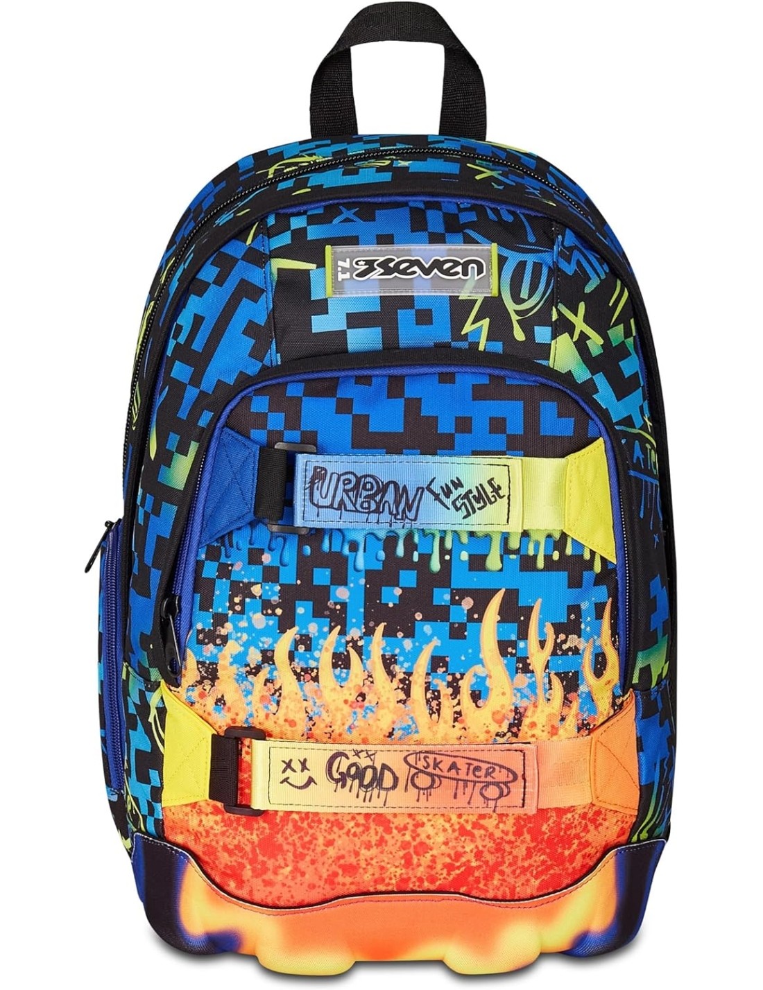 School Pack Zaino Dual Più Astuccio Completo 3 Zip Scribbled Flame