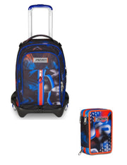 School Pack Trolley Più Astuccio Completo 3 Zip Optical Shade Boy
