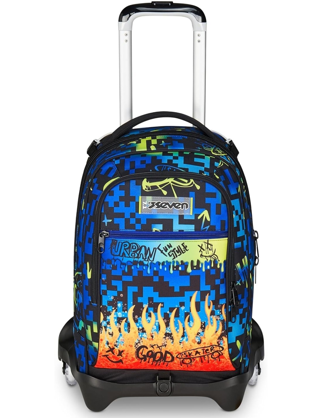 School Pack Trolley Più Astuccio Completo 3 Zip Scribbled Flame