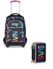 School Pack Trolley Più Astuccio Completo 3 Zip Optical Shade Girl