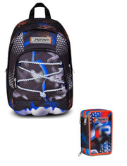School Pack Zaino Optical Più Astuccio Completo 3 Zip Shade Boy