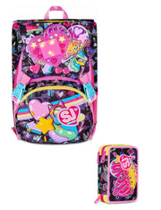 School Pack Zaino Sdoppiabile Più Astuccio Completo 3 Zip Game Led Girl