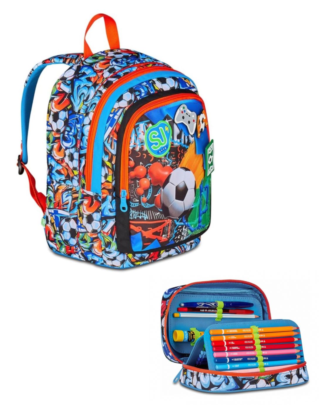 School Pack Zaino Advanced Più Astuccio Completo Speed Pad Tinypatch Boy