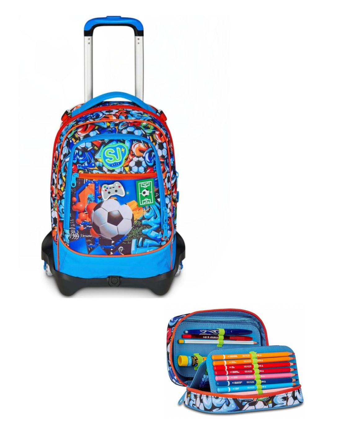 School Pack Trolley 3WD Più Astuccio Completo Speed Pad Tinypatch Boy