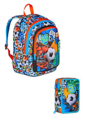 School Pack Zaino Advanced Più Astuccio Completo 3 Zip Tinypatch Boy