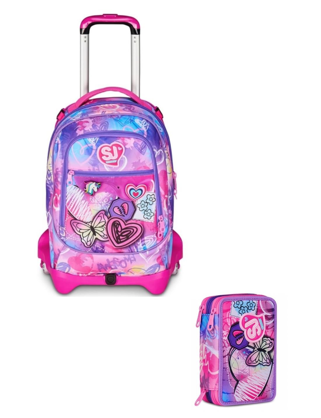 School Pack Trolley Più Astuccio Completo 3 Zip Tinypatch Girl