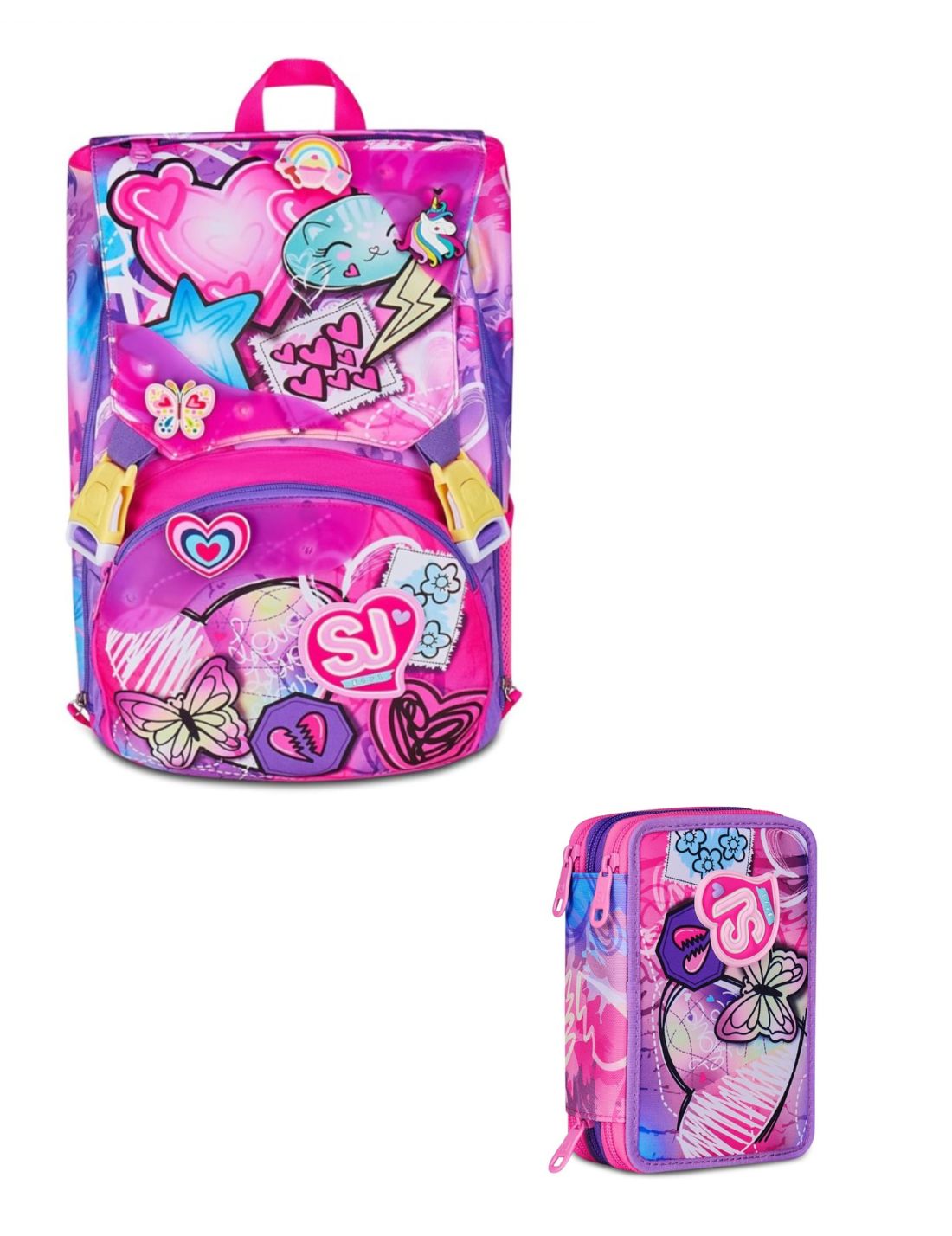 School Pack Zaino Sdoppiabile Più Astuccio Completo 3 Zip Tinypatch Girl