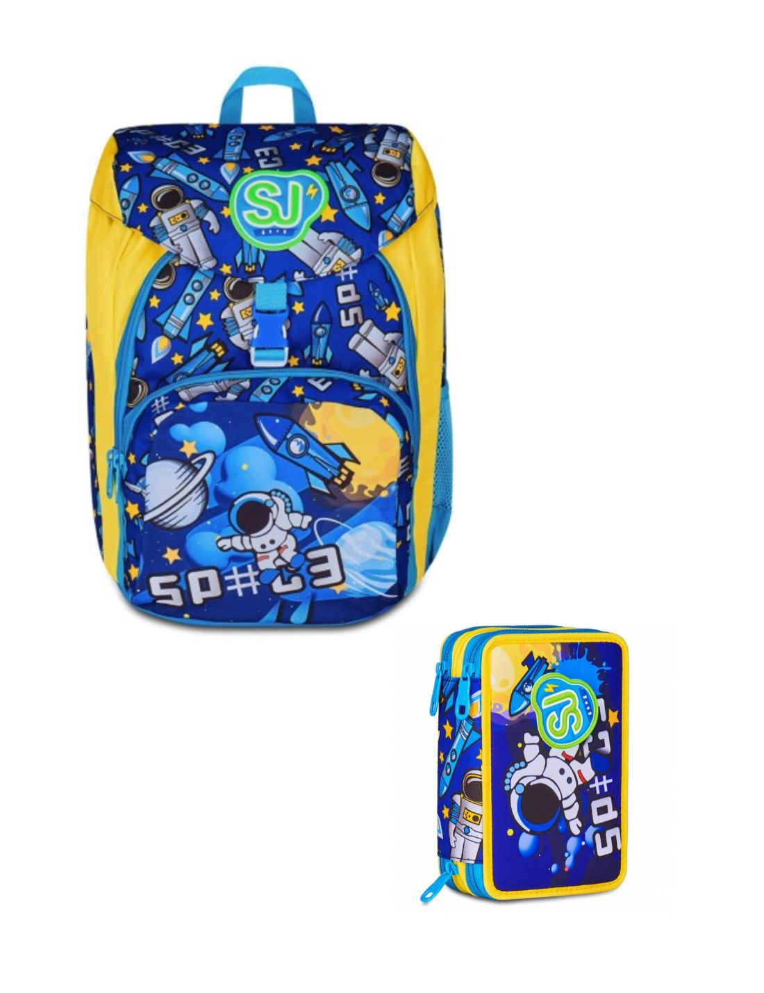 School Pack Zaino Primino Più Astuccio Completo 3 Zip Flyrocket Boy