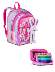 School Pack Zaino Advanced Più Astuccio Completo 3 Zip Fantasys Girl
