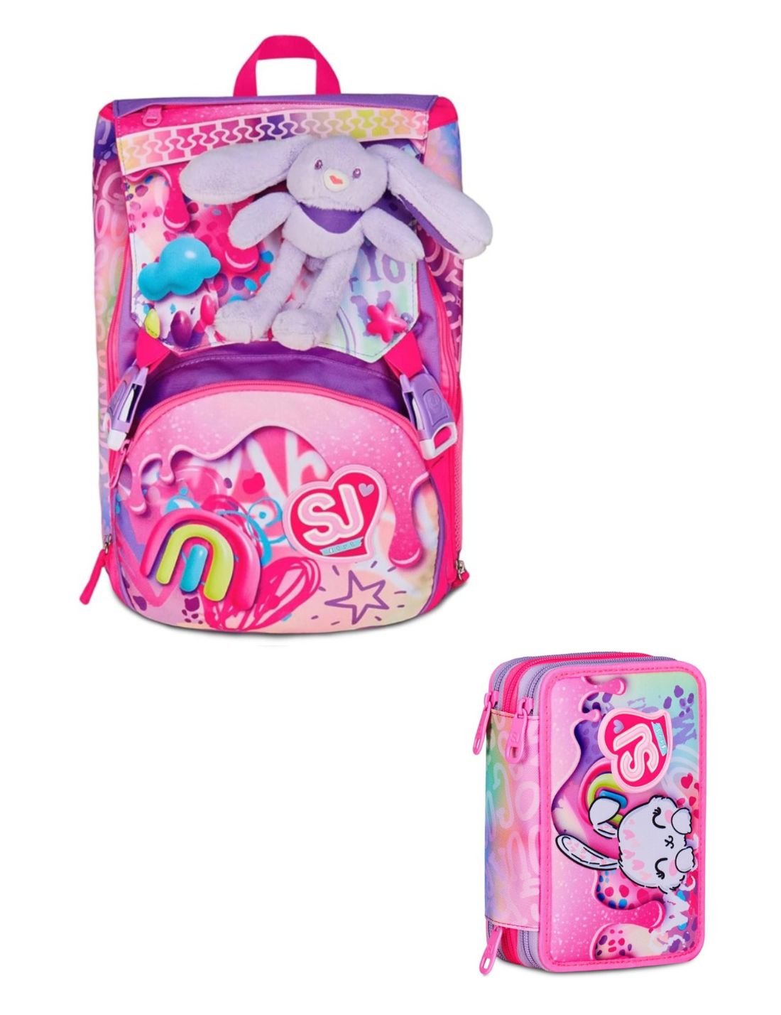 School Pack Zaino Sdoppiabile Più Astuccio Completo 3 Zip Fantasys Girl