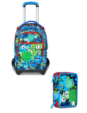 School Pack Trolley Più Astuccio Completo 3 Zip Fantasys Boy