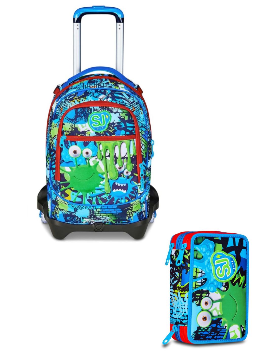 School Pack Trolley Più Astuccio Completo 3 Zip Fantasys Boy