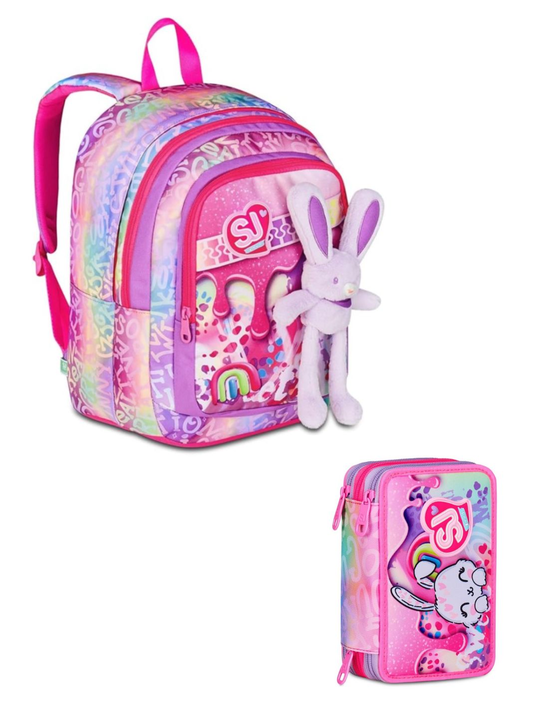 School Pack Zaino Advanced Più Astuccio Completo 3 Zip Fantasys Girl