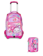 School Pack Trolley Più Astuccio Completo 3 Zip Fantasys Girl