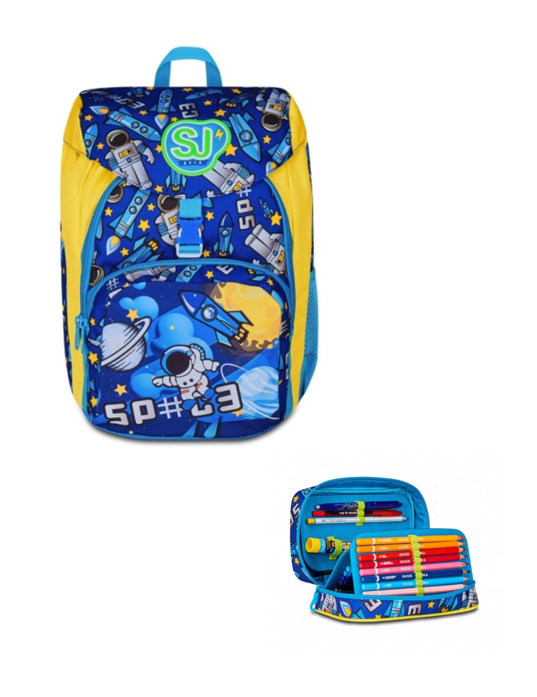 School Pack Zaino Primino Più Astuccio Completo Speed Pad Flyrocket Boy