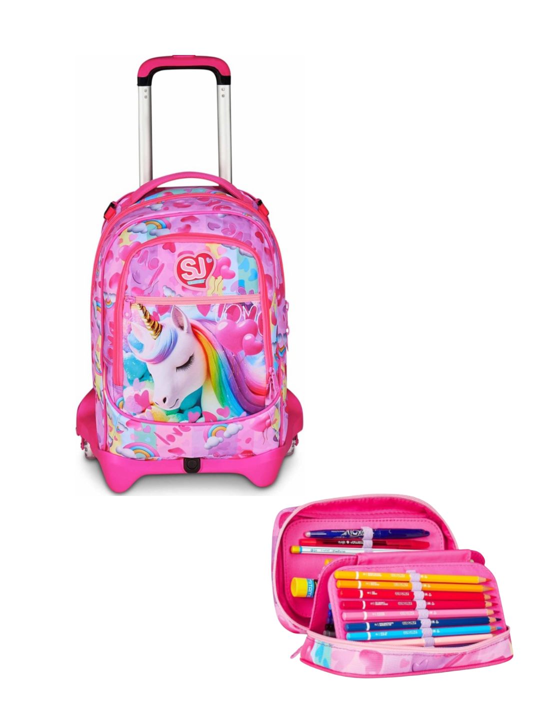 School Pack Trolley Più Astuccio Completo Speed Pad Flyunicorn Girl