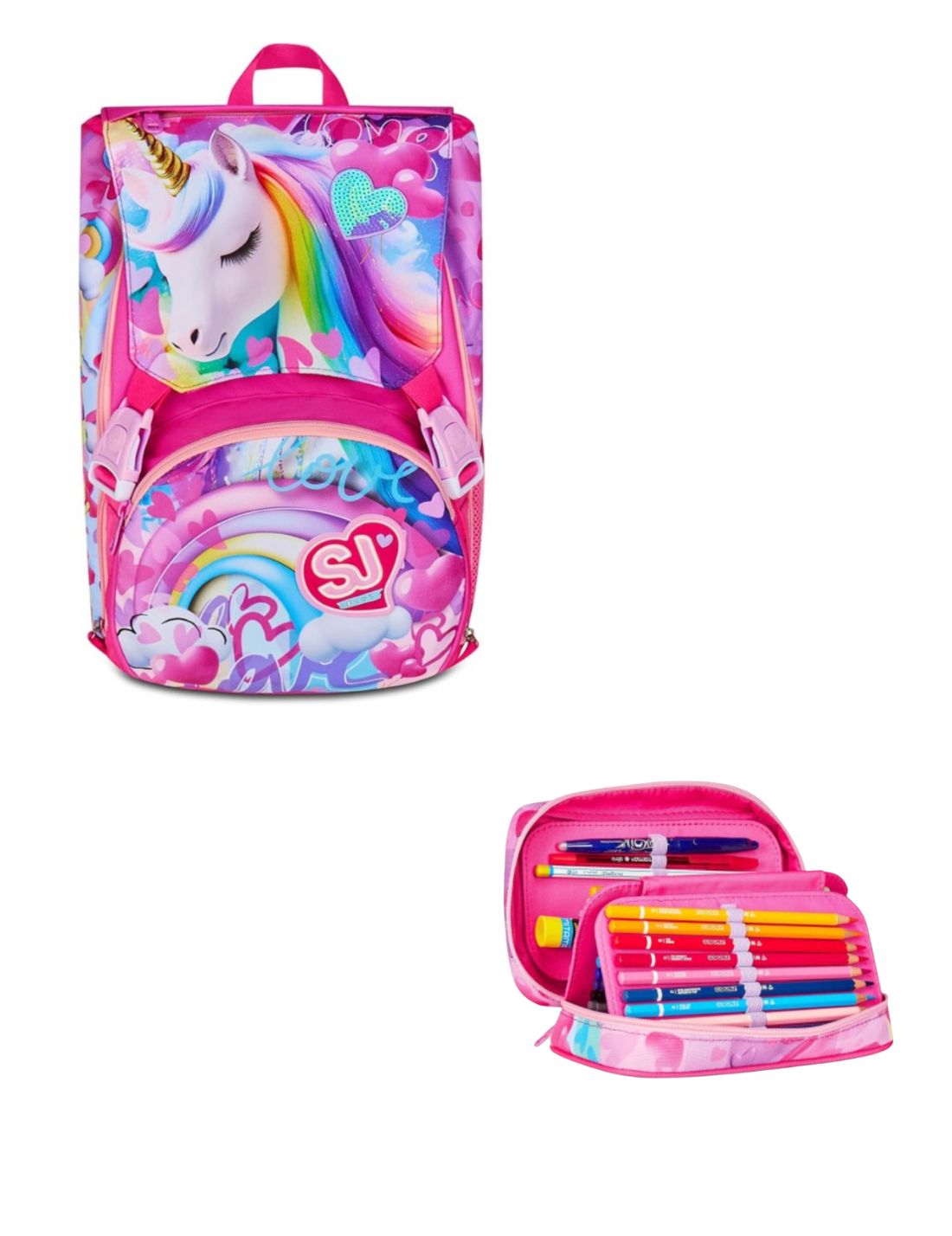 School Pack Zaino Sdoppiabile Più Astuccio Completo Speed Pad Flyunicorn Girl