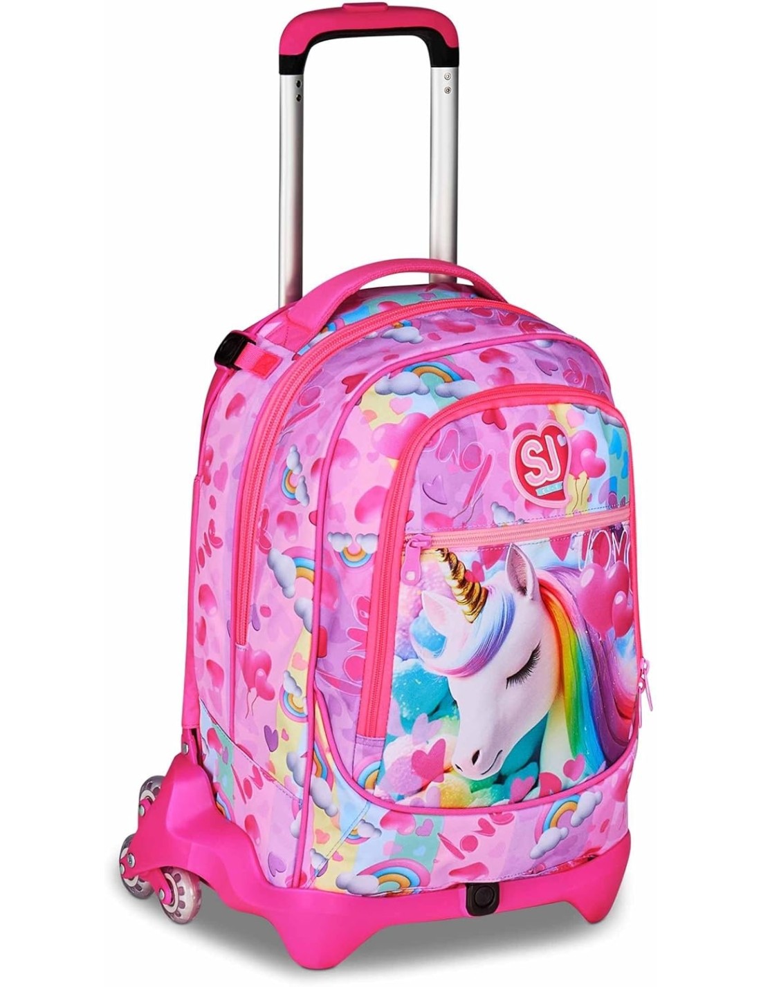 School Pack Trolley Più Astuccio Completo 3 Zip Flyunicorn Girl
