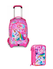 School Pack Trolley Più Astuccio Completo 3 Zip Flyunicorn Girl