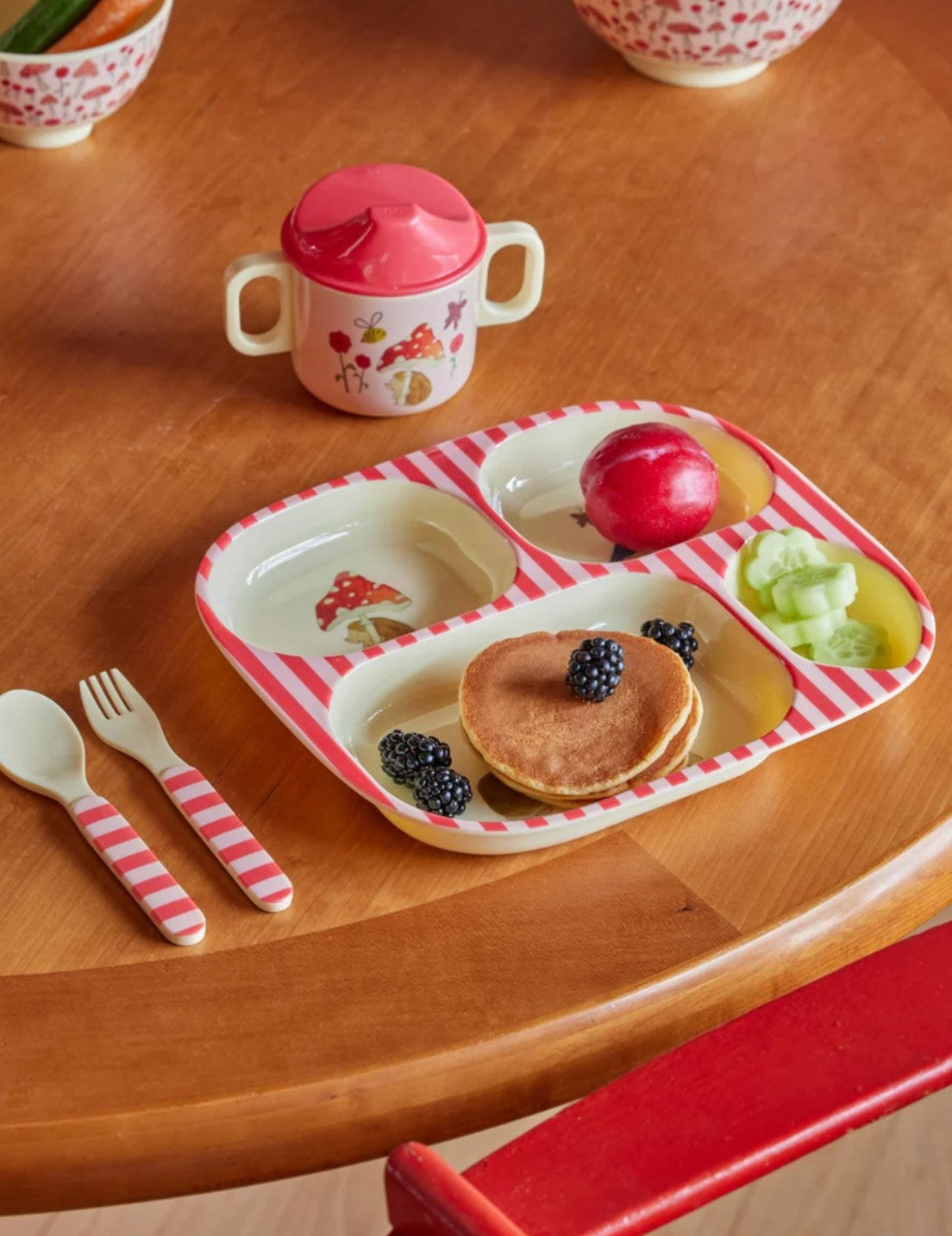 Rice Set Pappa In Melamina Rosa Foresta Felice 4pz