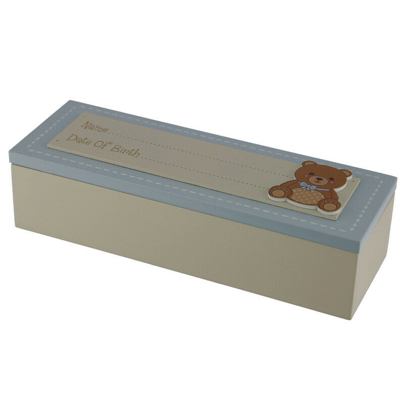 Scatola Dei Ricordi Azzurra Orso Teddy Bambino