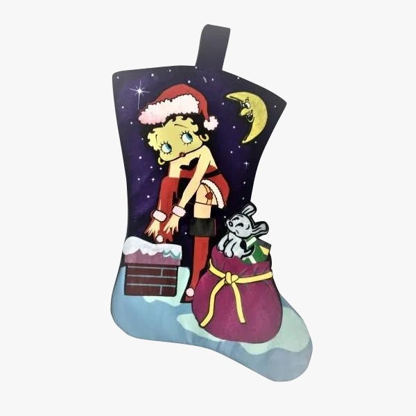 Calza Befana Epifania Betty Boop Viola In Stoffa 30cm