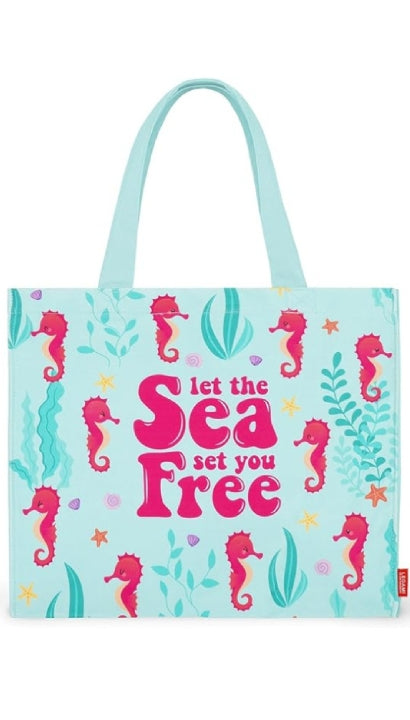 Legami Borsa Mare In Cotone Azzurra Cavalluccio Marino