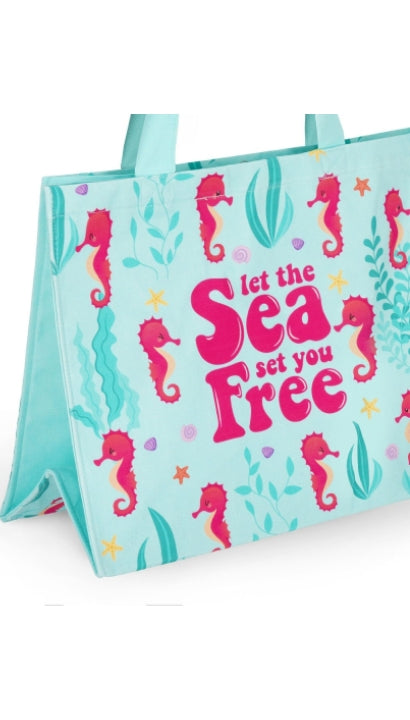 Legami Borsa Mare In Cotone Azzurra Cavalluccio Marino
