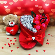 Scatola Box Regalo San Valentino Cuore Rosso Con Orso Teddy