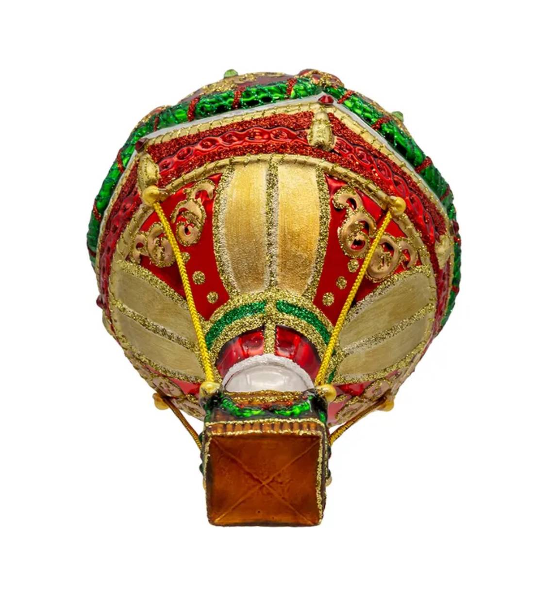 Addobbo Albero Di Natale In Vetro Mongolfiera Glitterata 15cm