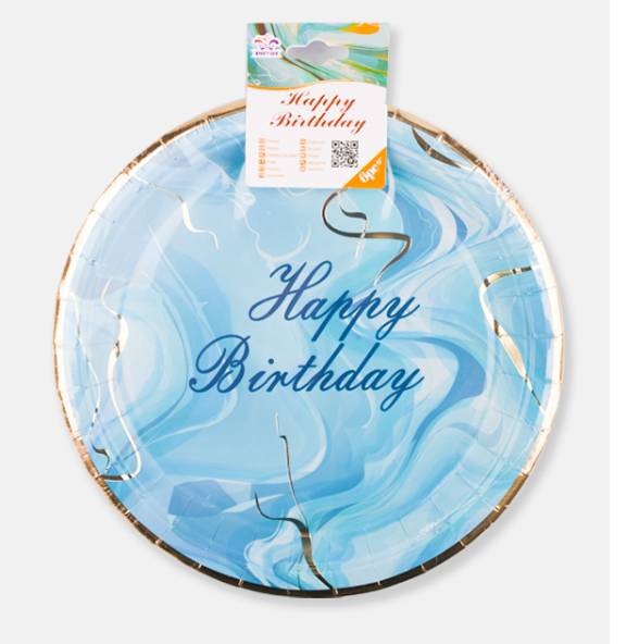 Piatti Happy Birthday Azzurro 23Cm 6P