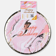 Piatti Happy Birthday Rosa 23Cm 6Pc