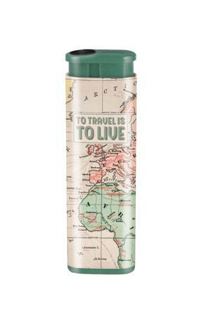 Accendino Antivento Con Cartina Geografica "To Travel Is To Live" Legami