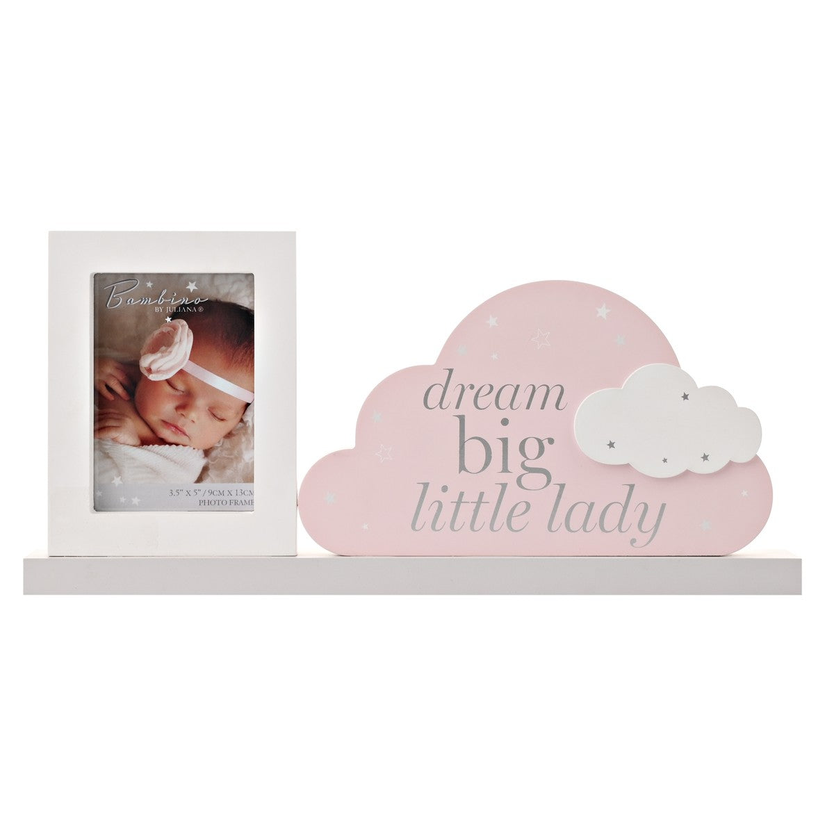 Cornice Con Targa Dream big Little Lady Rosa 37cm Bambino