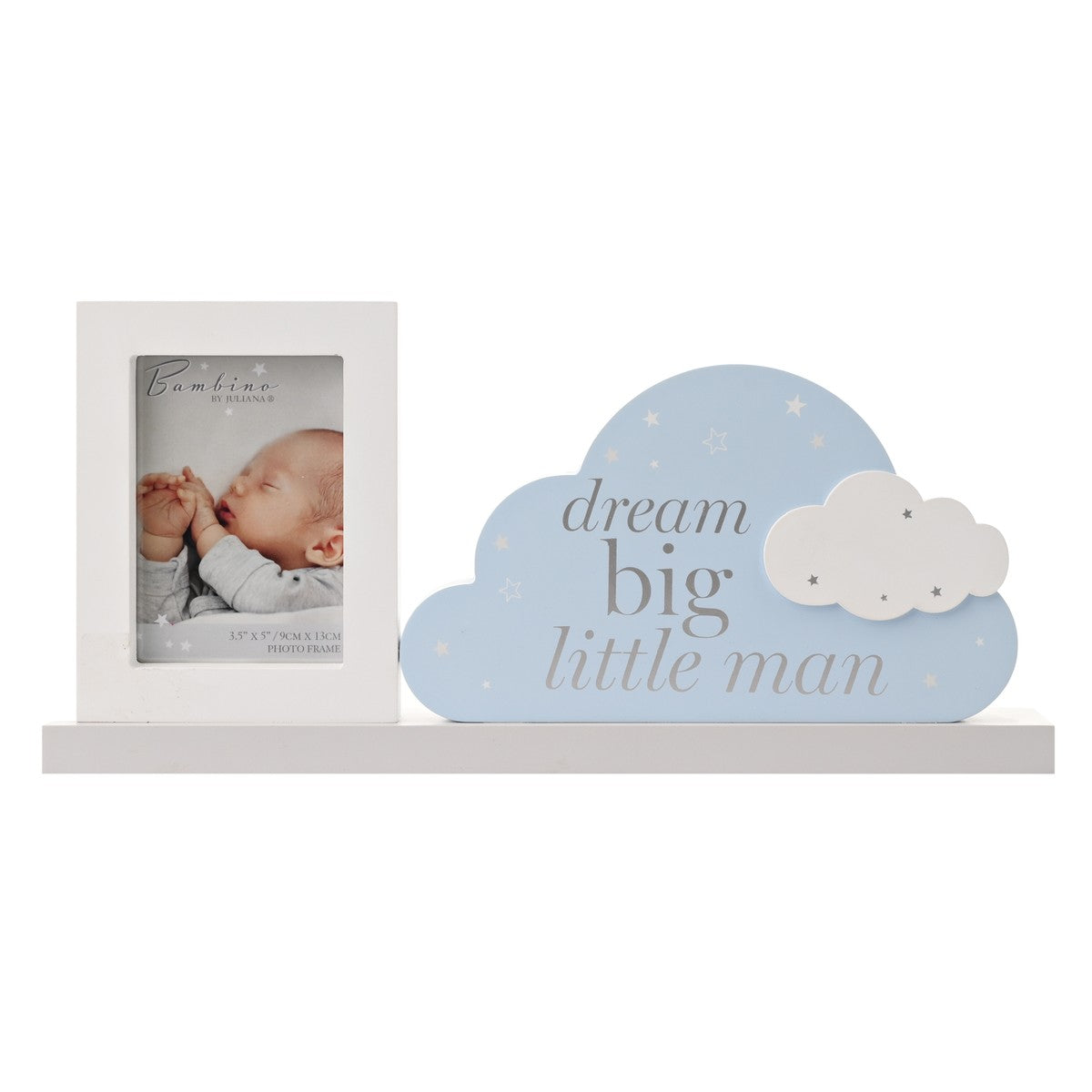 Cornice Con Targa Dream Big Little Boy Blu 37cm Bambino