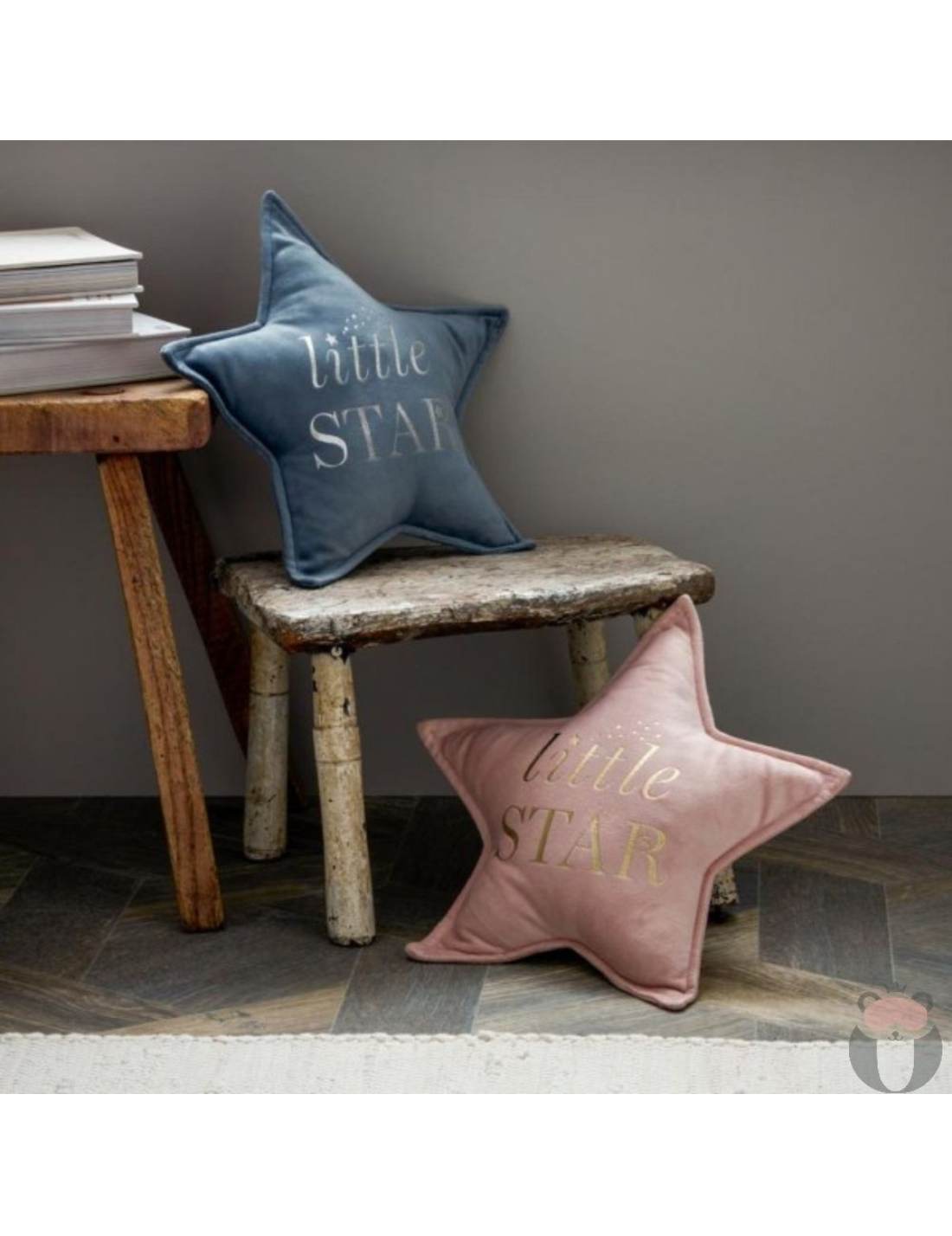 Cuscino A Stella Little Star Grigio Velluto