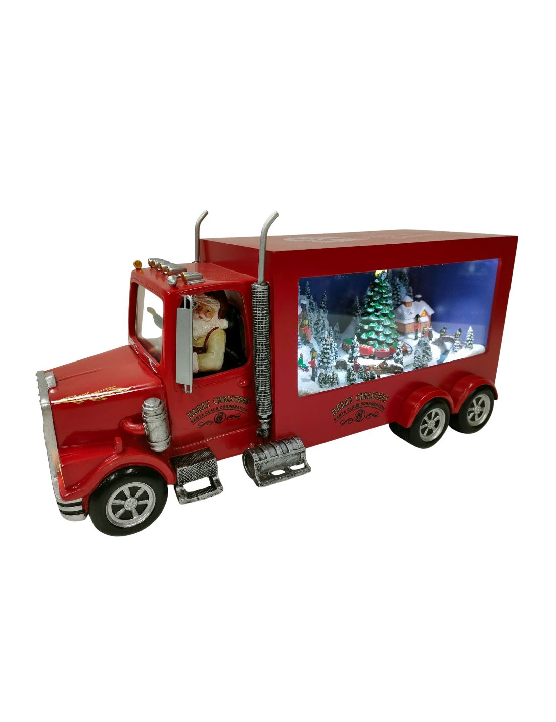 Carillon Di Natale Camion Con Babbo Natale E Villaggio Decorativo